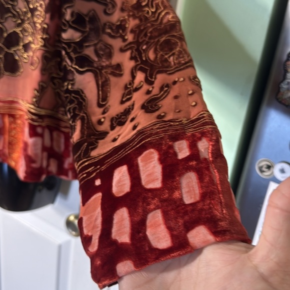 Ruby Cho Burnt Orange Vintage 70s/80s Silk Embellished Jacket Funky Fun Size XL - Picture 8 of 15